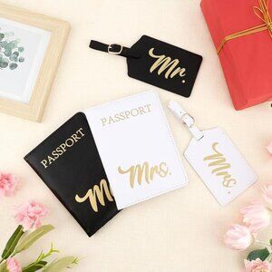 Mr and Mrs Passport Holder and Luggage Tags Set, Bridal Shower Gift Wedding Gift